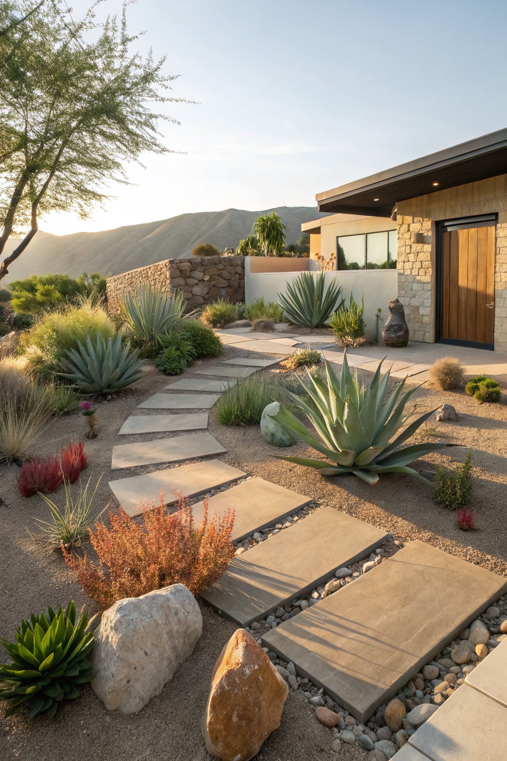 Stepping Stone Path in a Succulent Garden