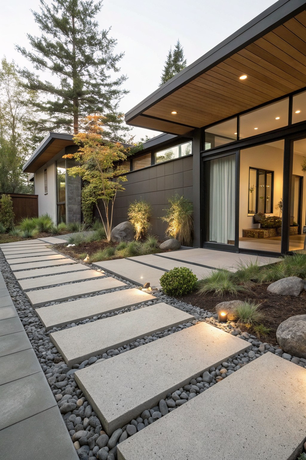 Stepping Stones Set in Gravel