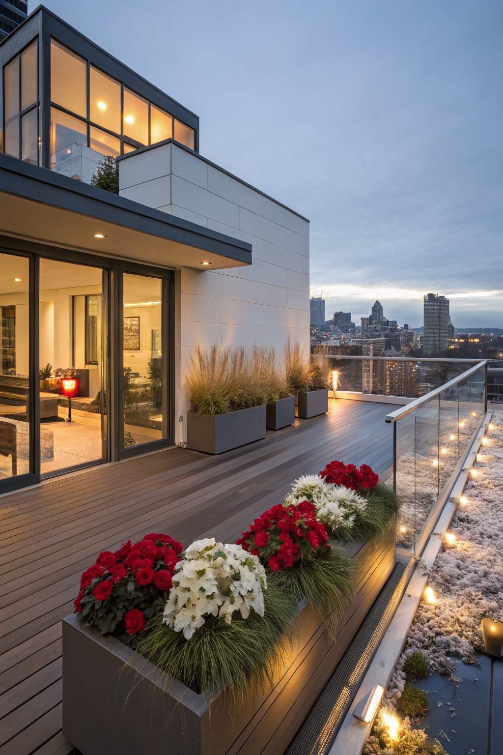 Poinsettias in Balcony Planters