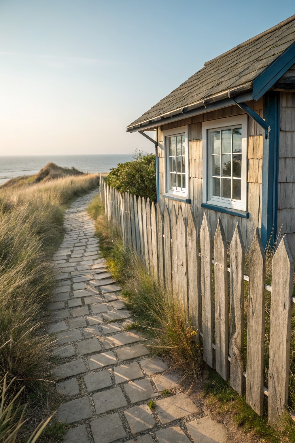 Picket Fence Lining a Garden Path