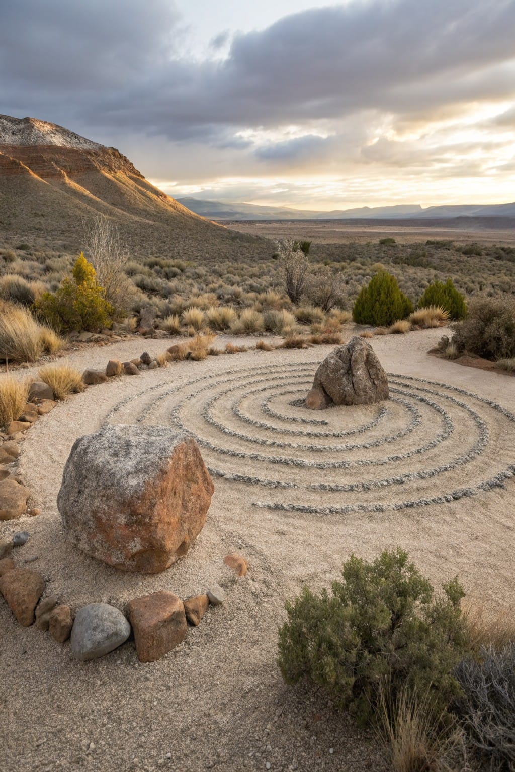 Spiral Rock Labyrinths for Dry Yards