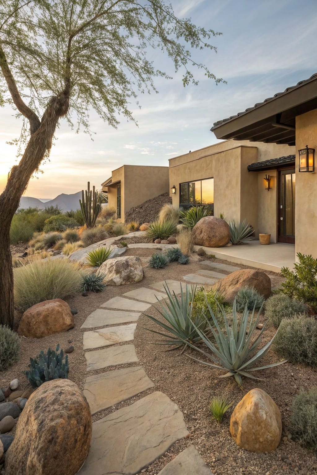 Winding Stone Paths with Boulder Edges